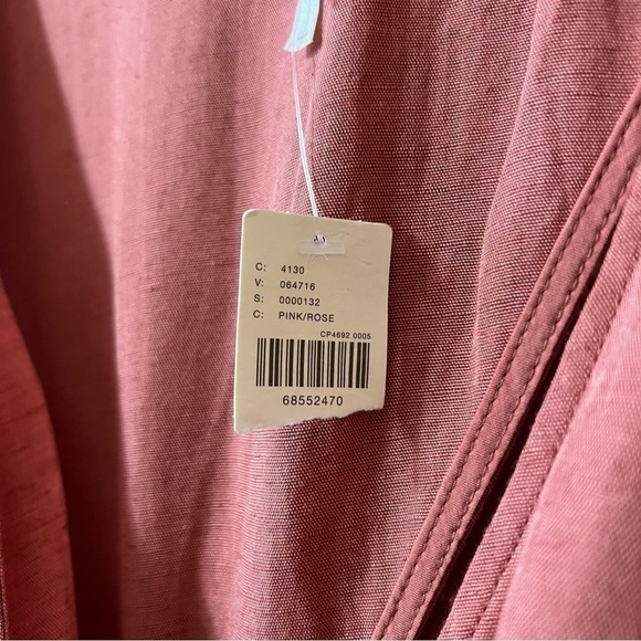 Anthropologie NWT Puff Sleeve Wrap Mini Dress Linen Blend Tie Front Pink Size 8 - Picture 4 of 16